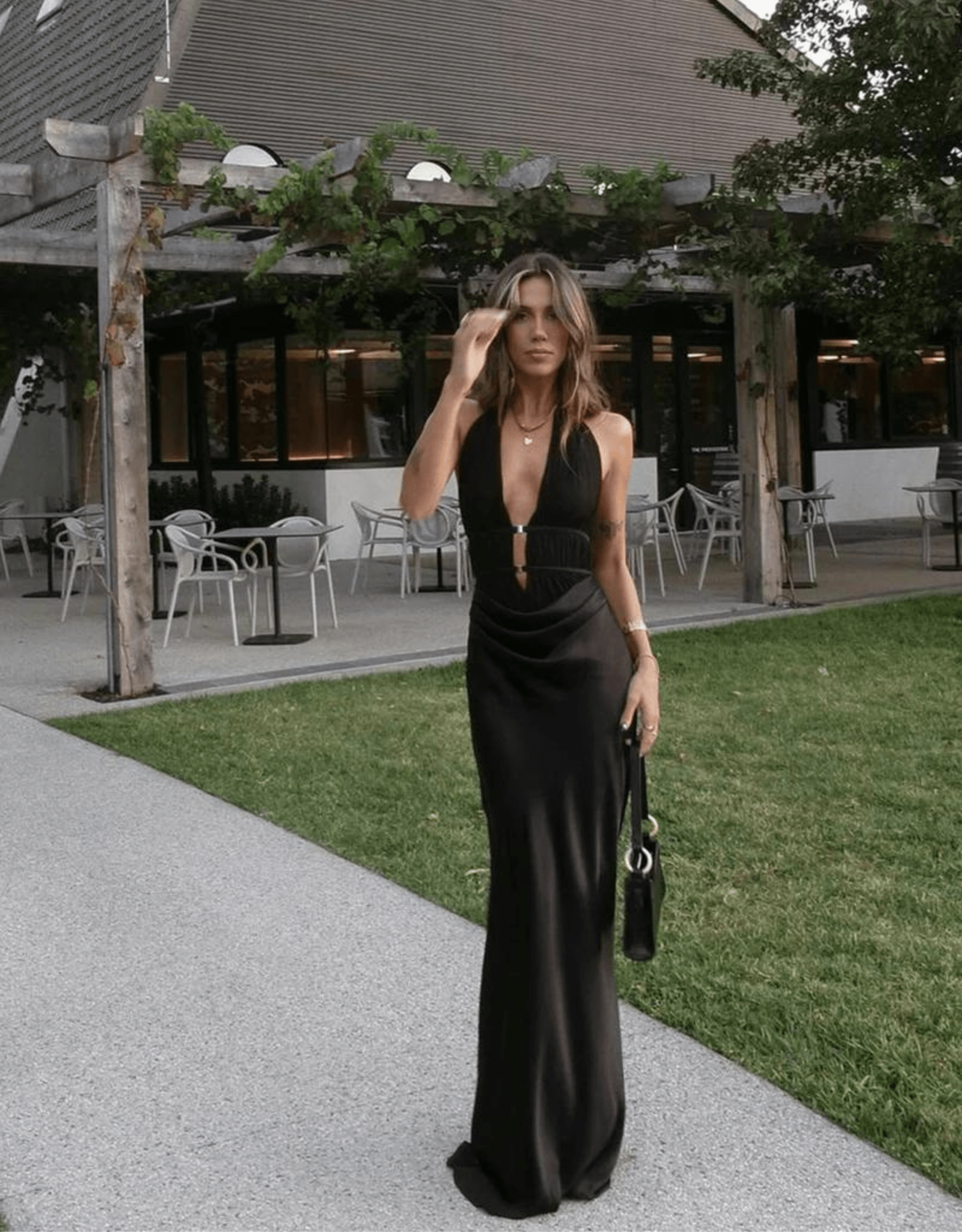 Celine Satin Maxi Dress - Misha - The Curate Club