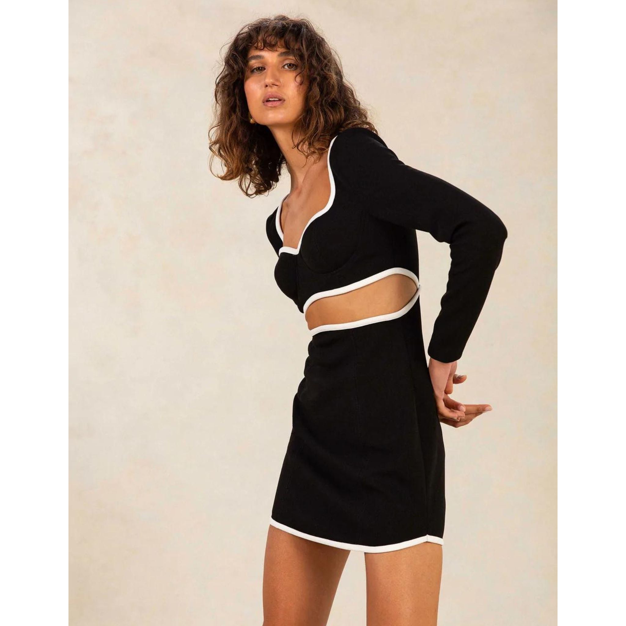 Daniela Bonded Crepe Mini Dress - Misha - The Curate Club