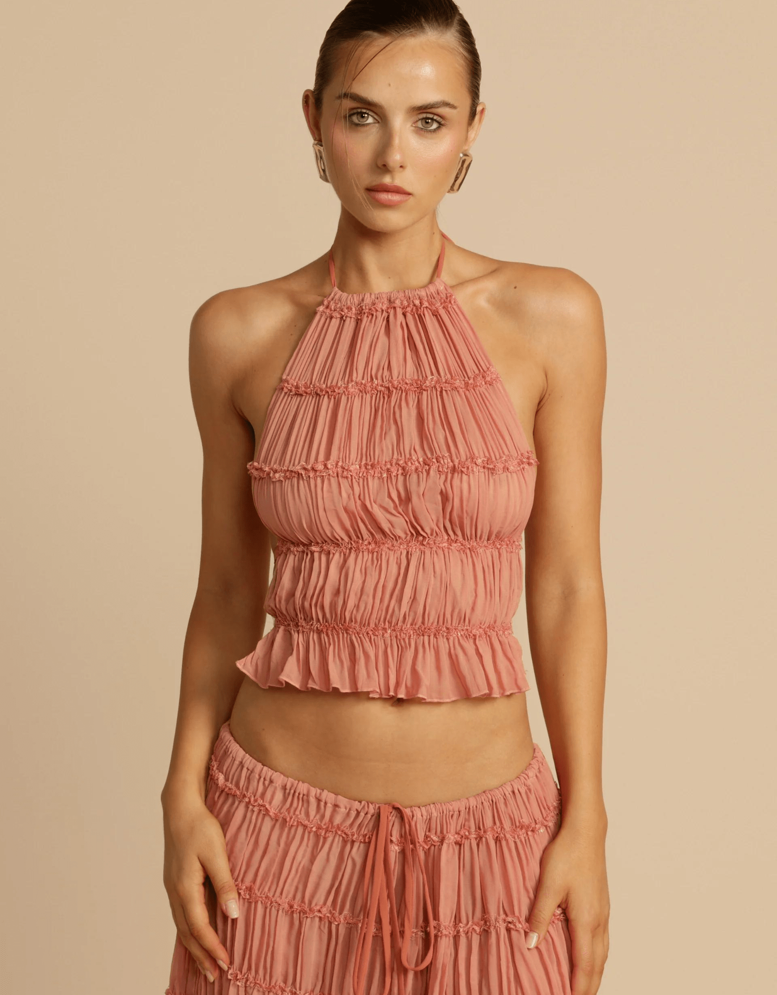 Juliette Halter Top & Skirt - Peach - Arcina Ori - The Curate Club
