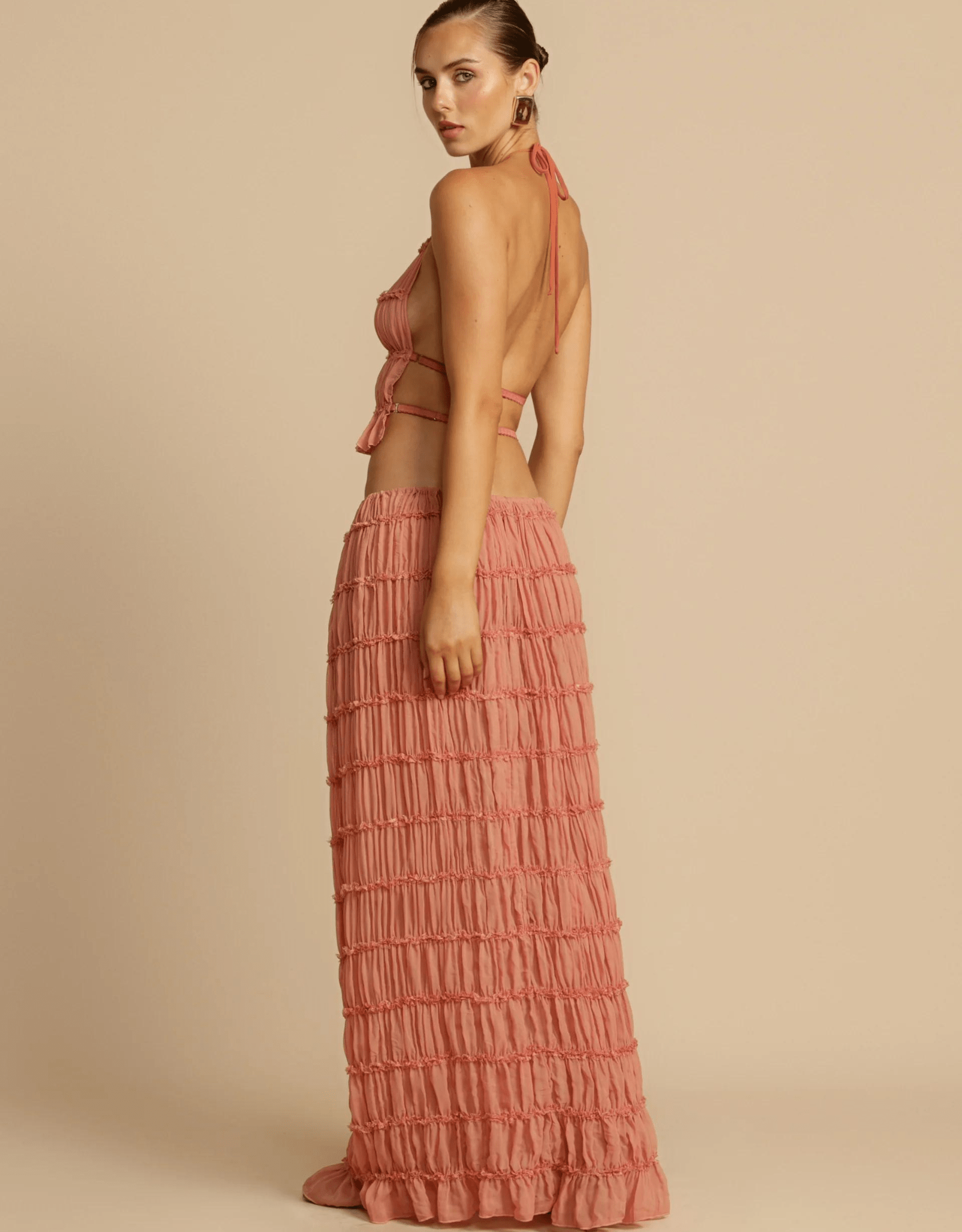 Juliette Halter Top & Skirt - Peach - Arcina Ori - The Curate Club