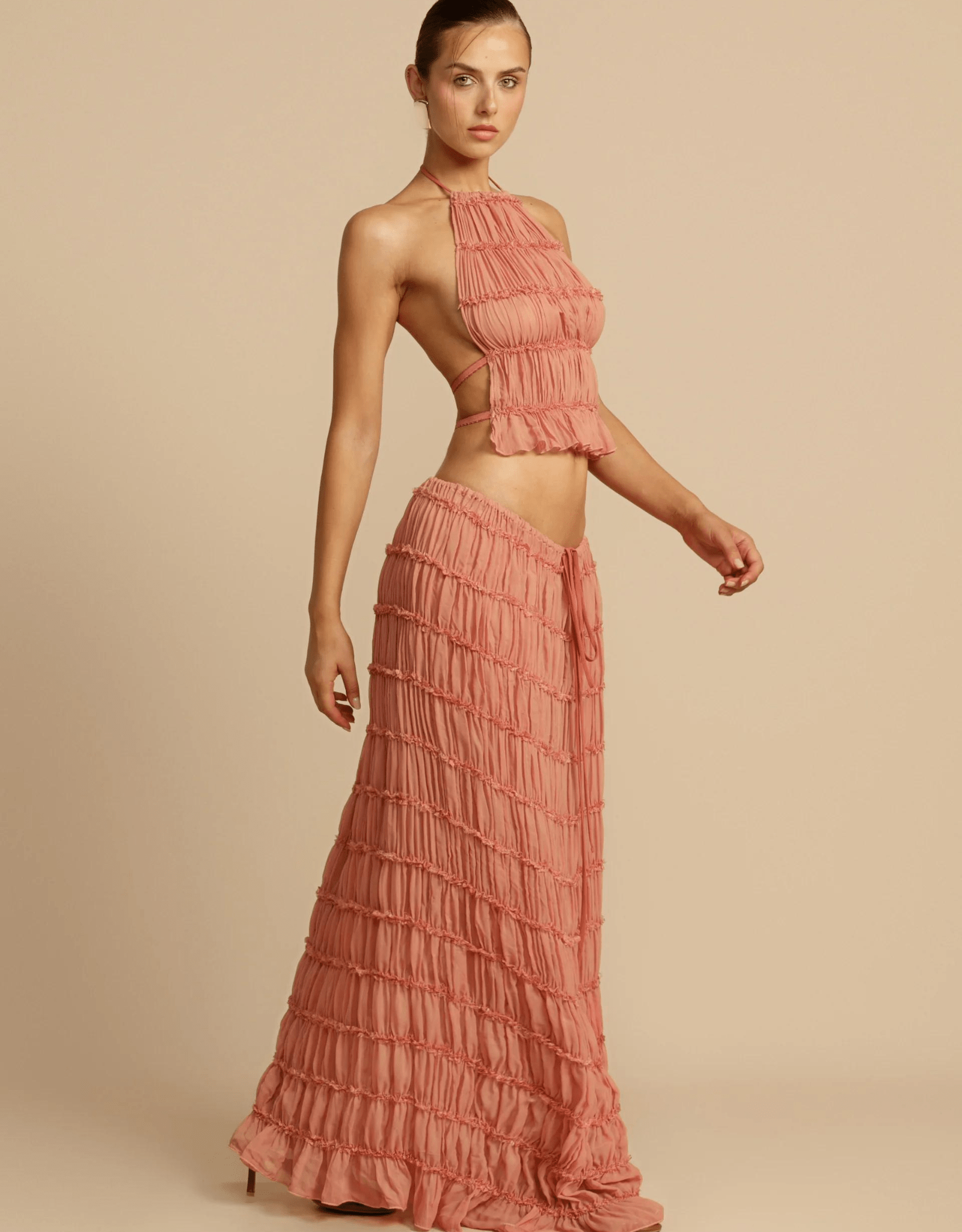 Juliette Halter Top & Skirt - Peach - Arcina Ori - The Curate Club