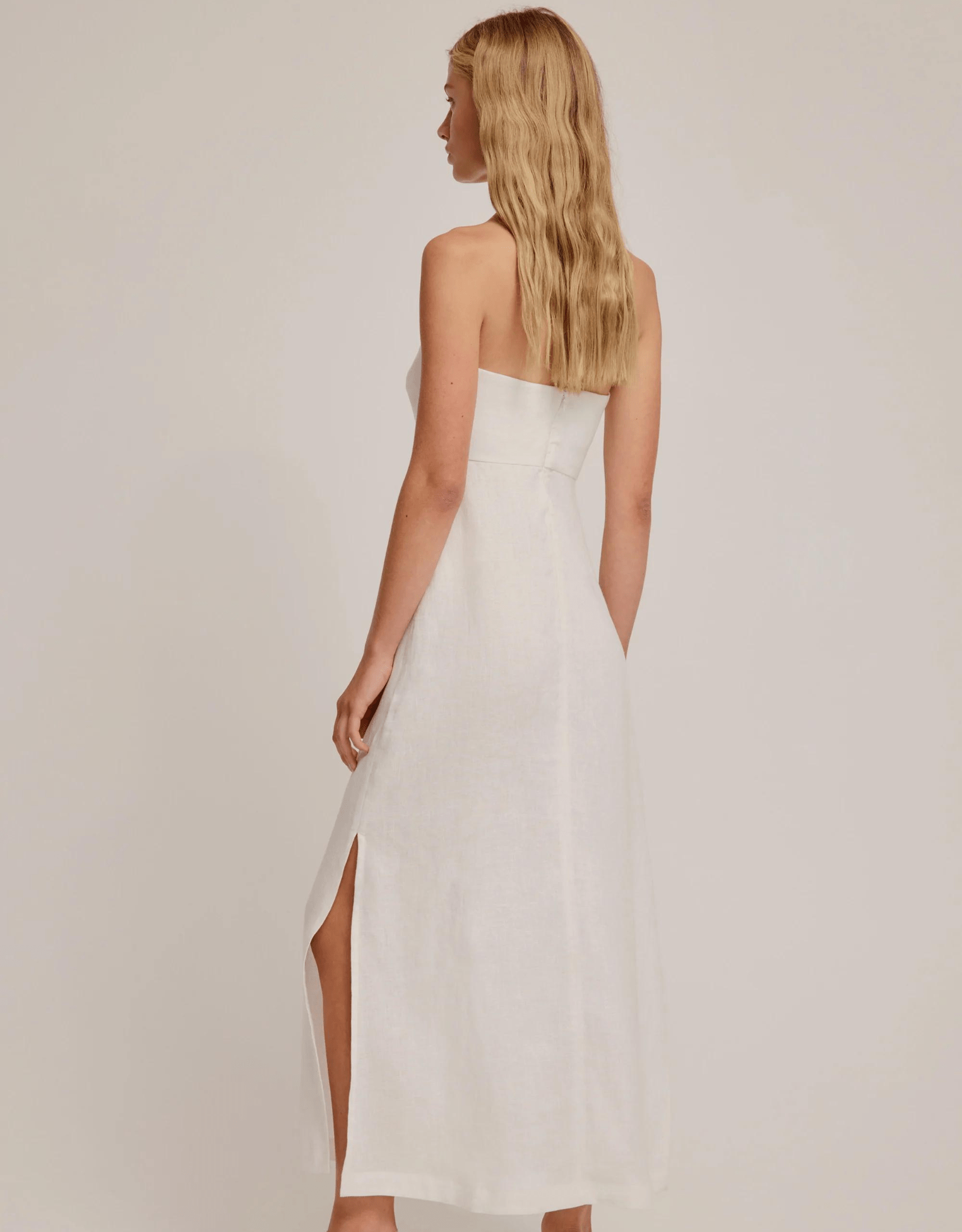 Linen Strapless Midi Dress - Venroy - The Curate Club