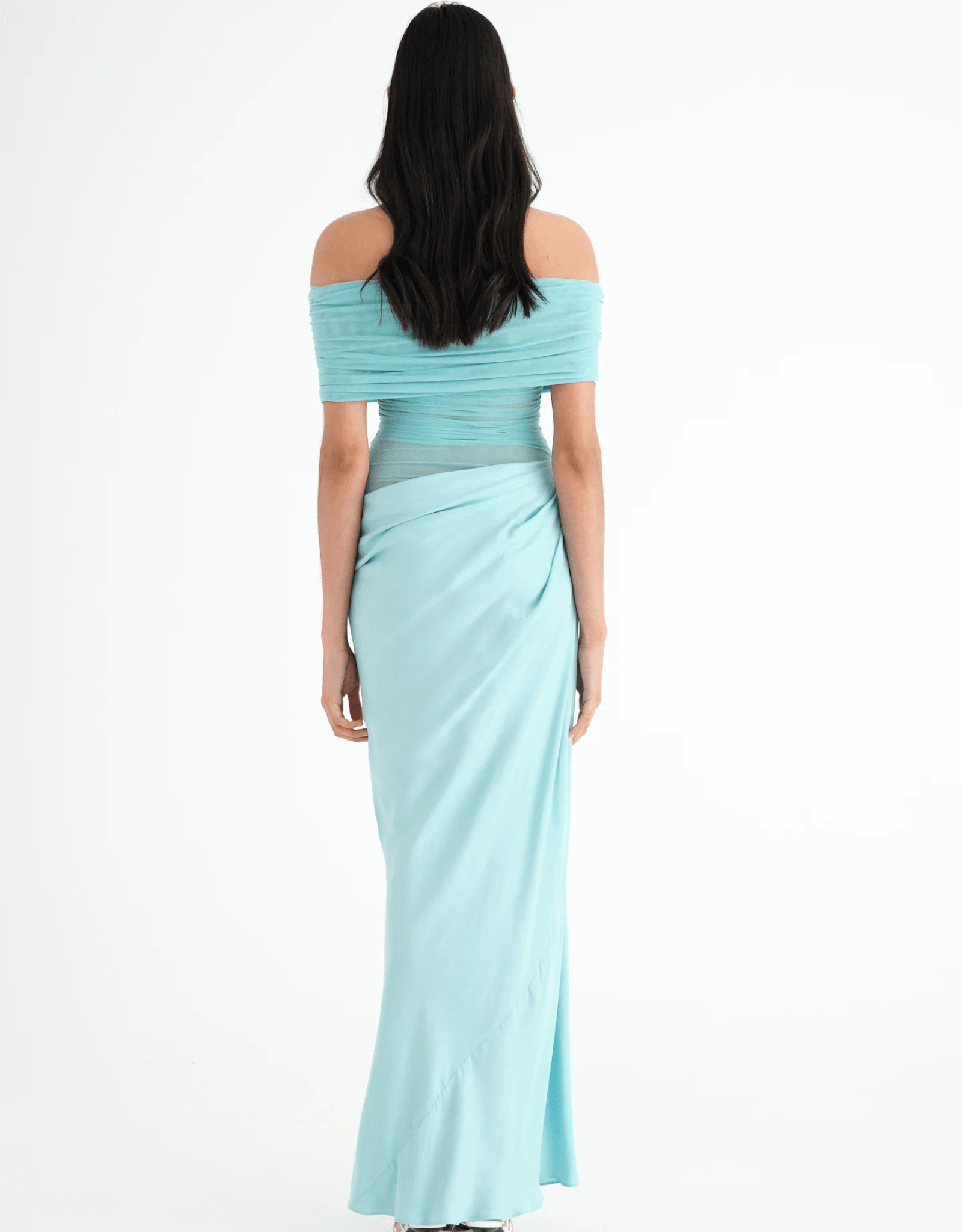 Nico Off Shoulder Maxi Dress - Aquamarine - Benni - The Curate Club