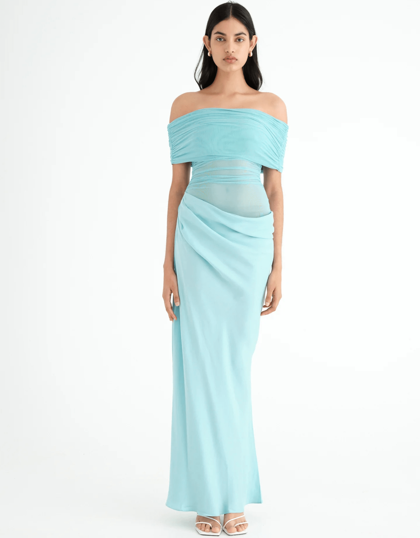 Nico Off Shoulder Maxi Dress - Aquamarine - Benni - The Curate Club