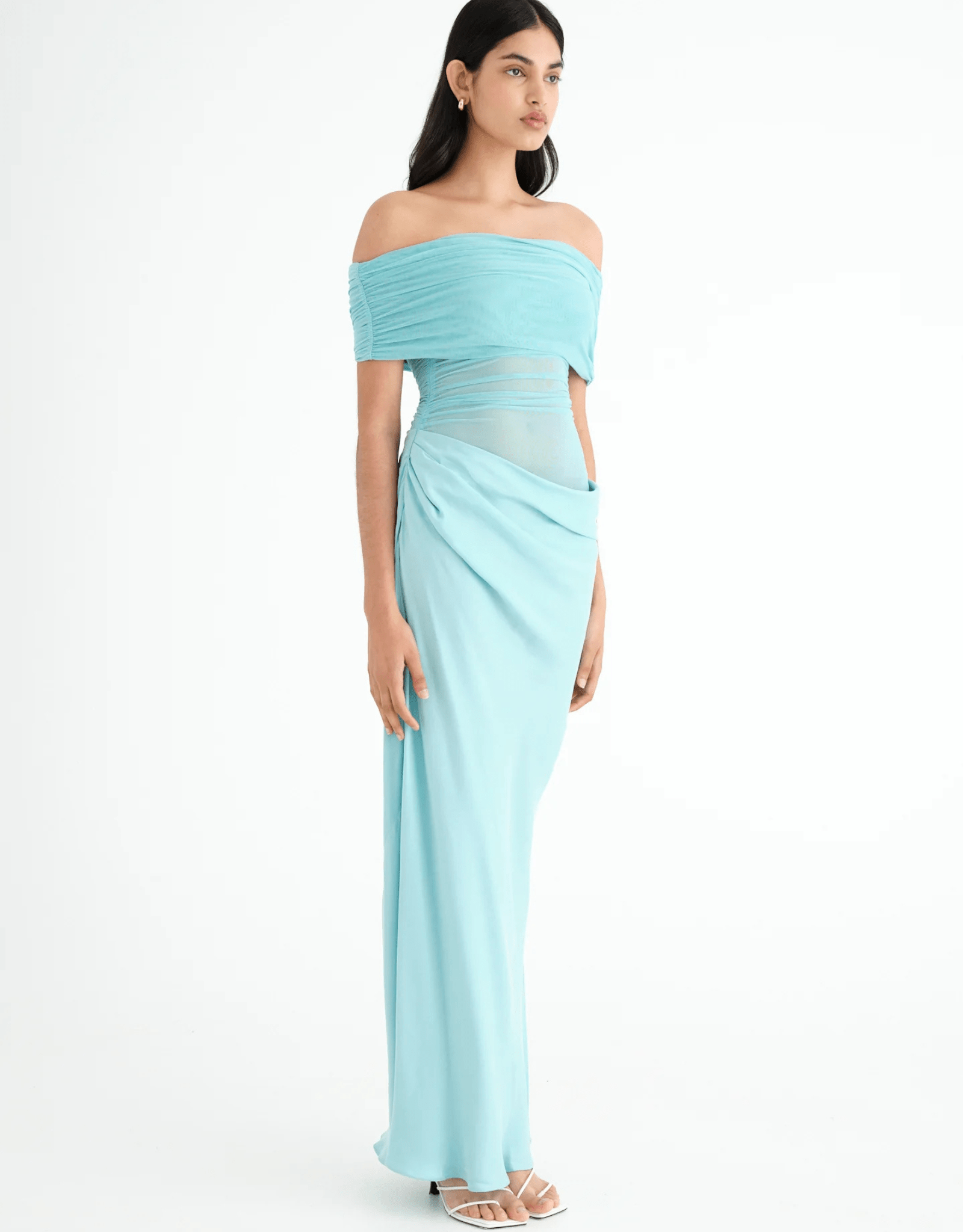 Nico Off Shoulder Maxi Dress - Aquamarine - Benni - The Curate Club