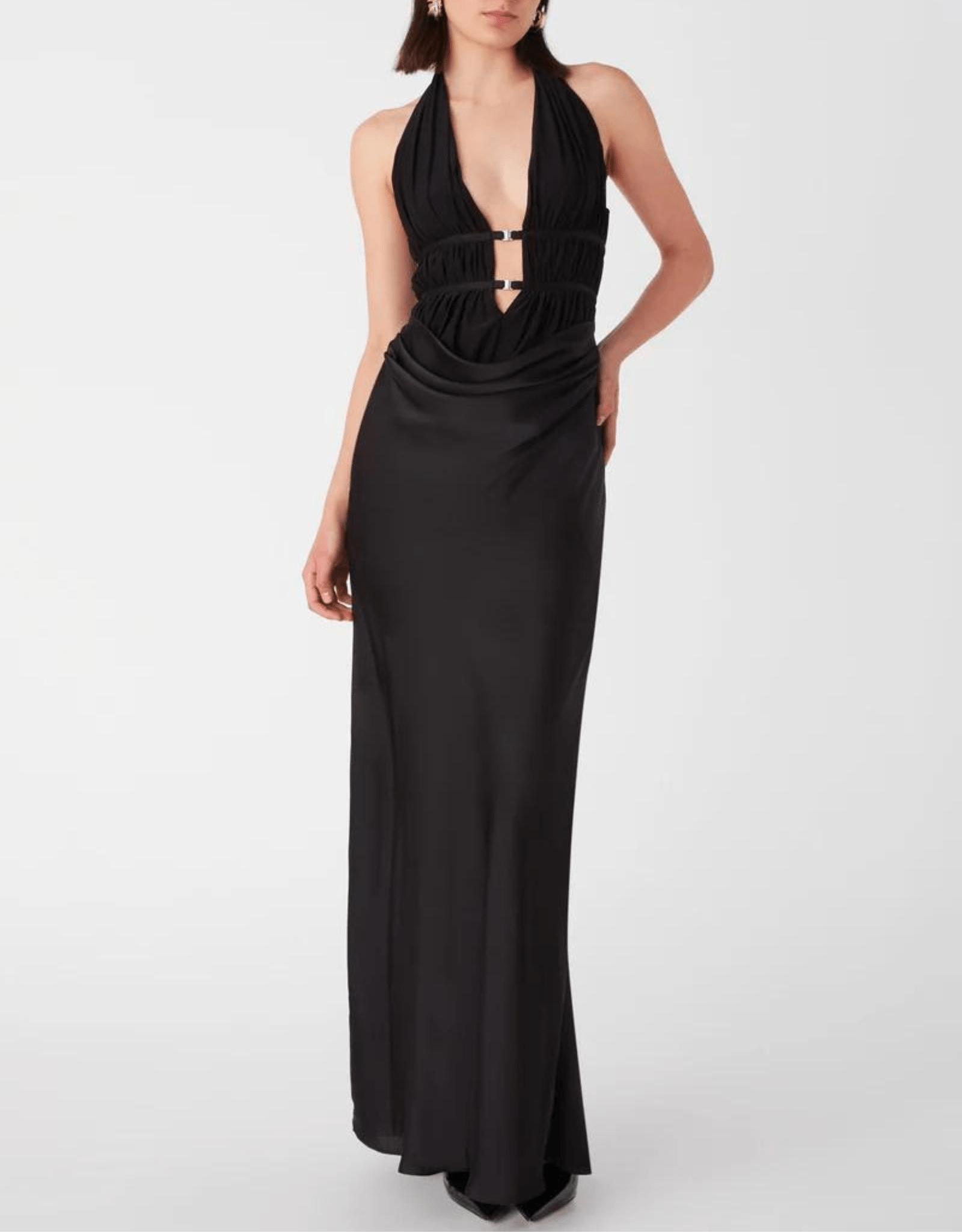 misha noelia satin maxi dress Misha Noelia Maxi Dress Black Size 10/M
