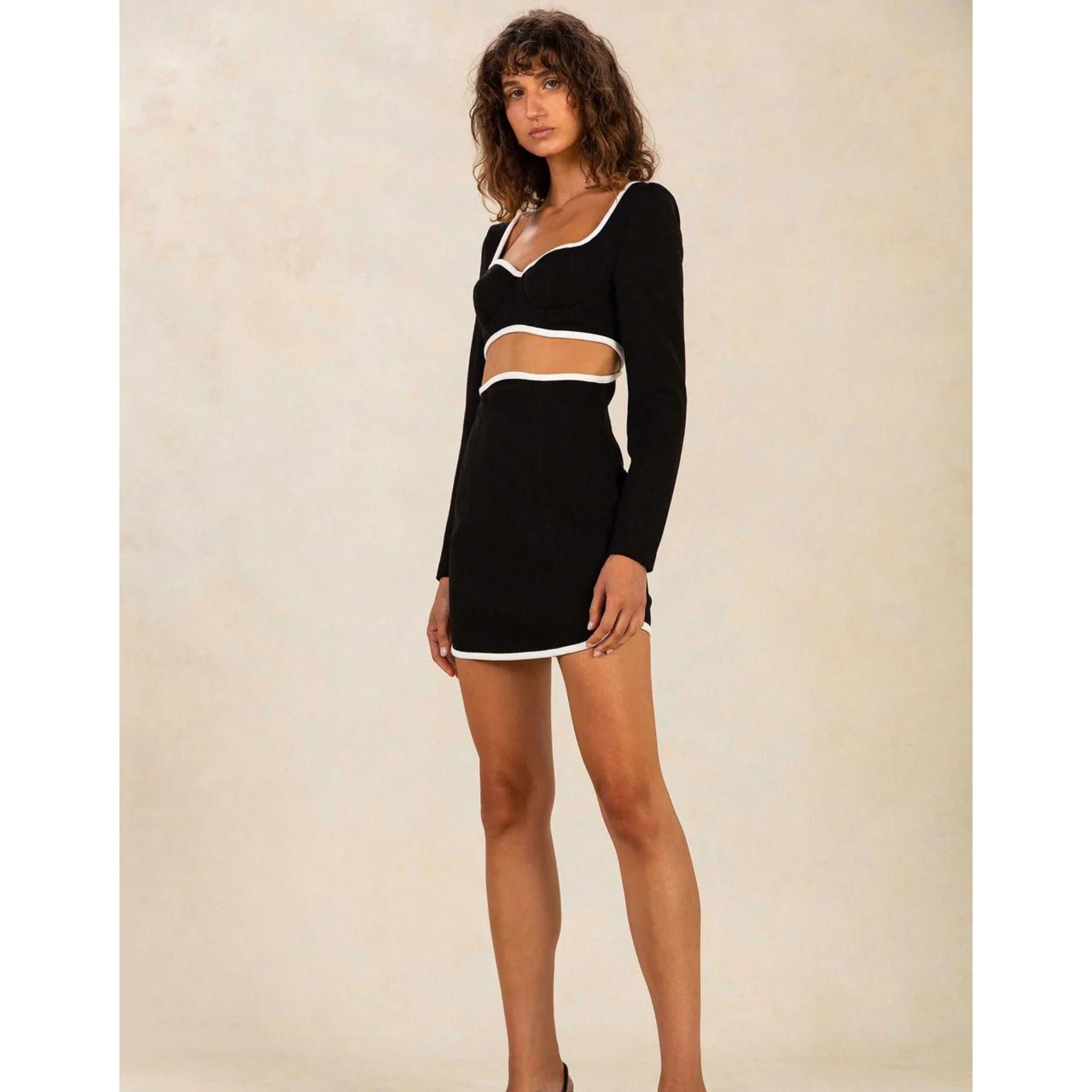 Hire Daniela Bonded Crepe Mini Dress - Size XS - Misha The Curate Club Hire Daniela Bonded Crepe Mini Dress - Size XS - Misha The Curate Club